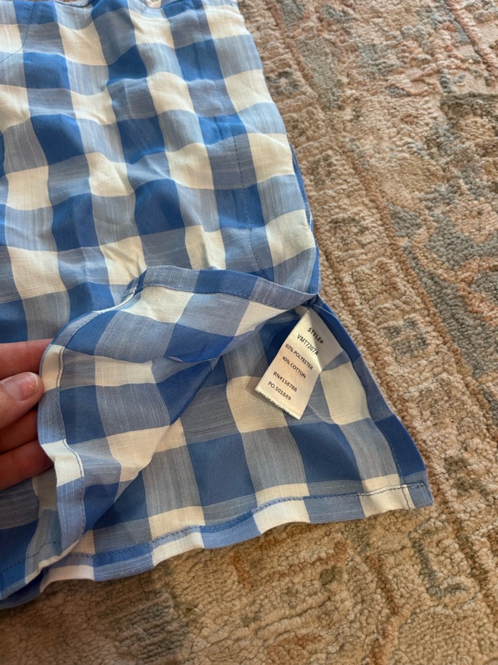 MARBLE Blue and White Gingham Crop Top - Picture 2 of 3